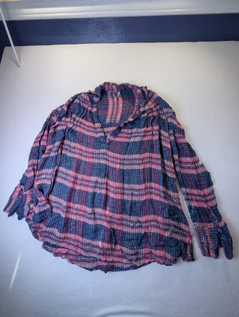 Free People "Fearless Love" Oversized Plaid Tunic Top Size  S/P